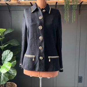 St. John collection by Marie Gray black and gold button down sweater